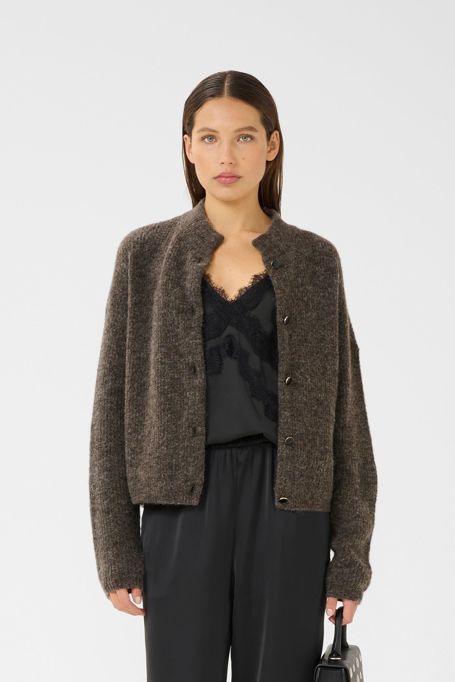 AlphaGZ uldcardigan - Chestnut Melange